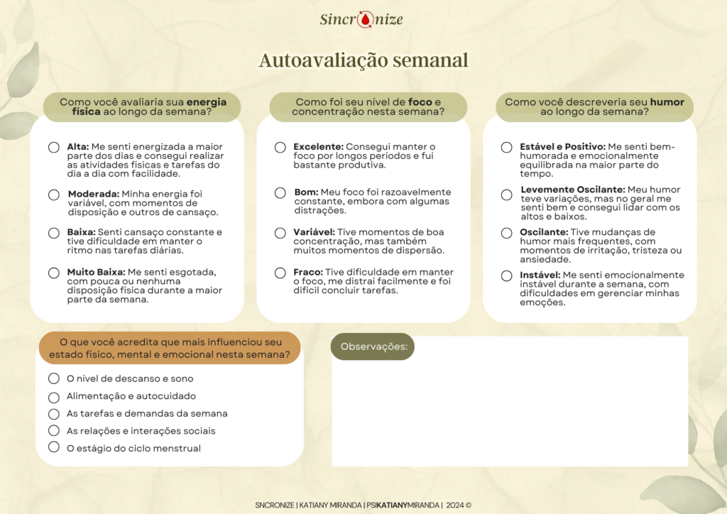 Autoavaliação Semanal